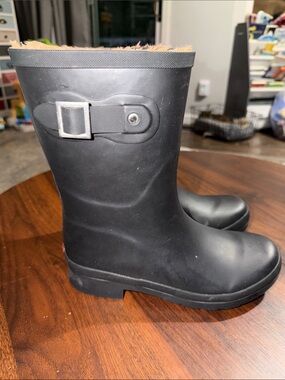 Chooka Black Faux Fur Lined Waterproof Rain Boots Women’s Mid-Calf size 7